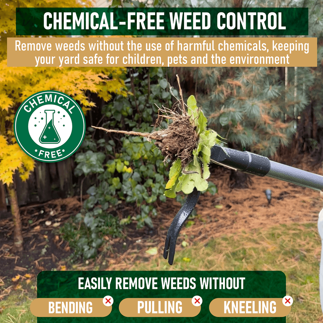 Grampa's Metal Weeder - Stand Up Weed Puller with Steel Handle